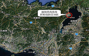図１　滋賀県高島市針江地区（GoogleMapに講師加筆）